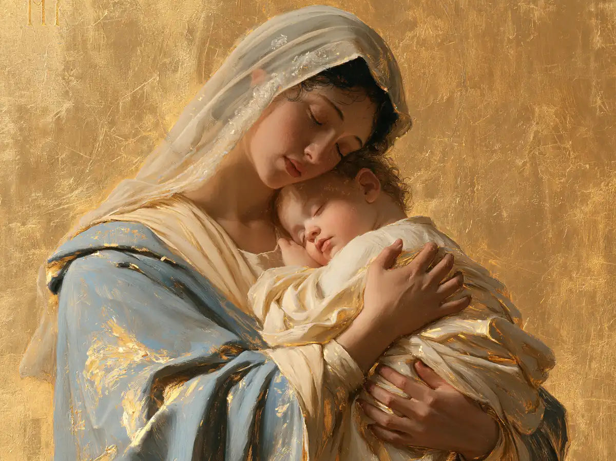 Virgin Mary and Child Jesus - Sacred Gold - Christian artwork collection