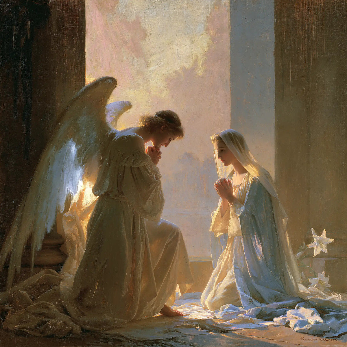The Annunciation — Prayer beside Three White Blooms