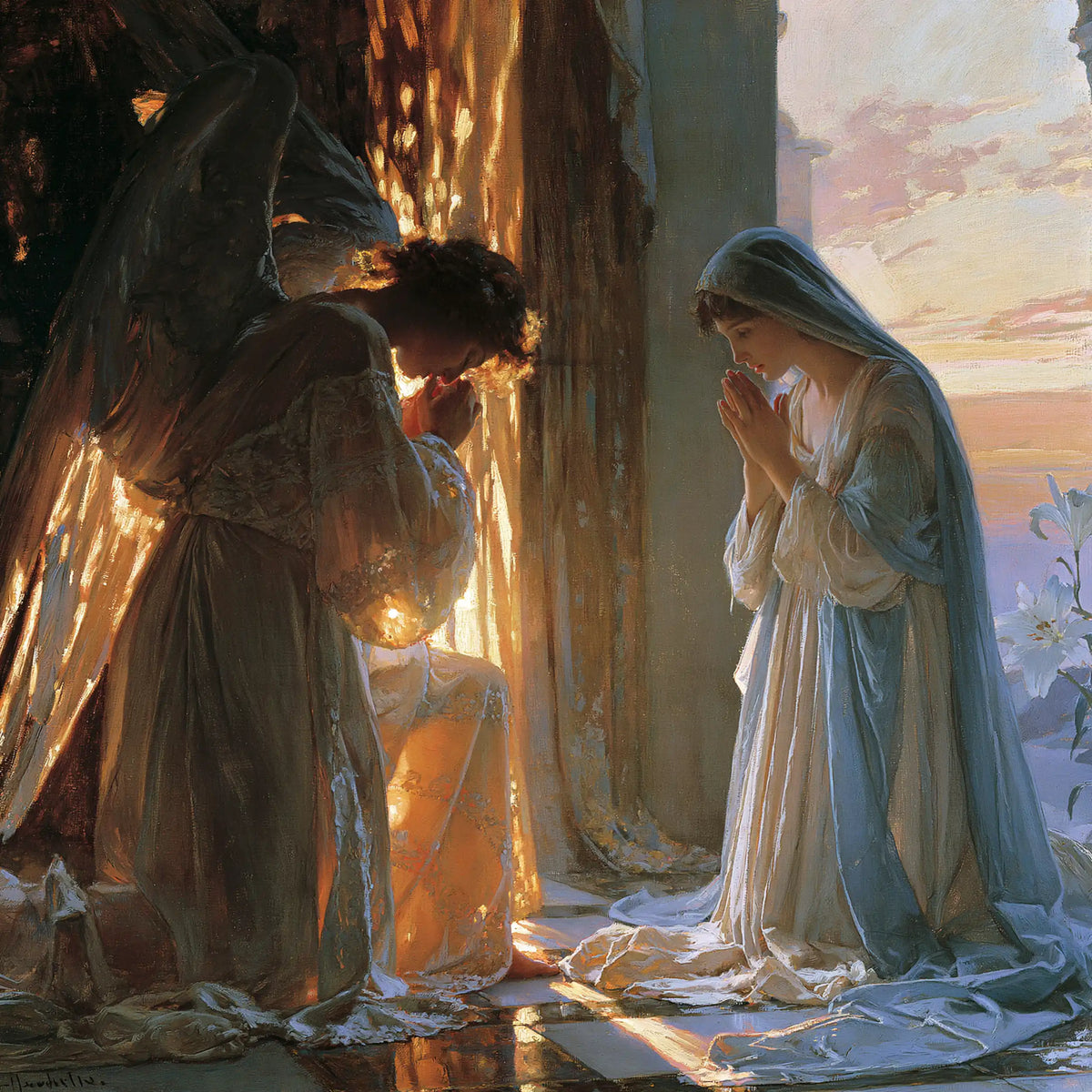 The Annunciation — Wings in the Reflection of the Flagstones