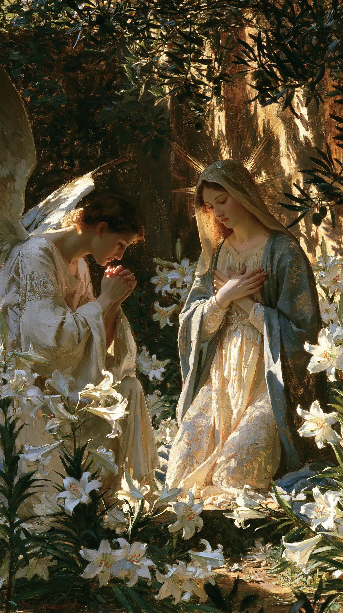 The Annunciation — The Veil beneath Golden Leaves