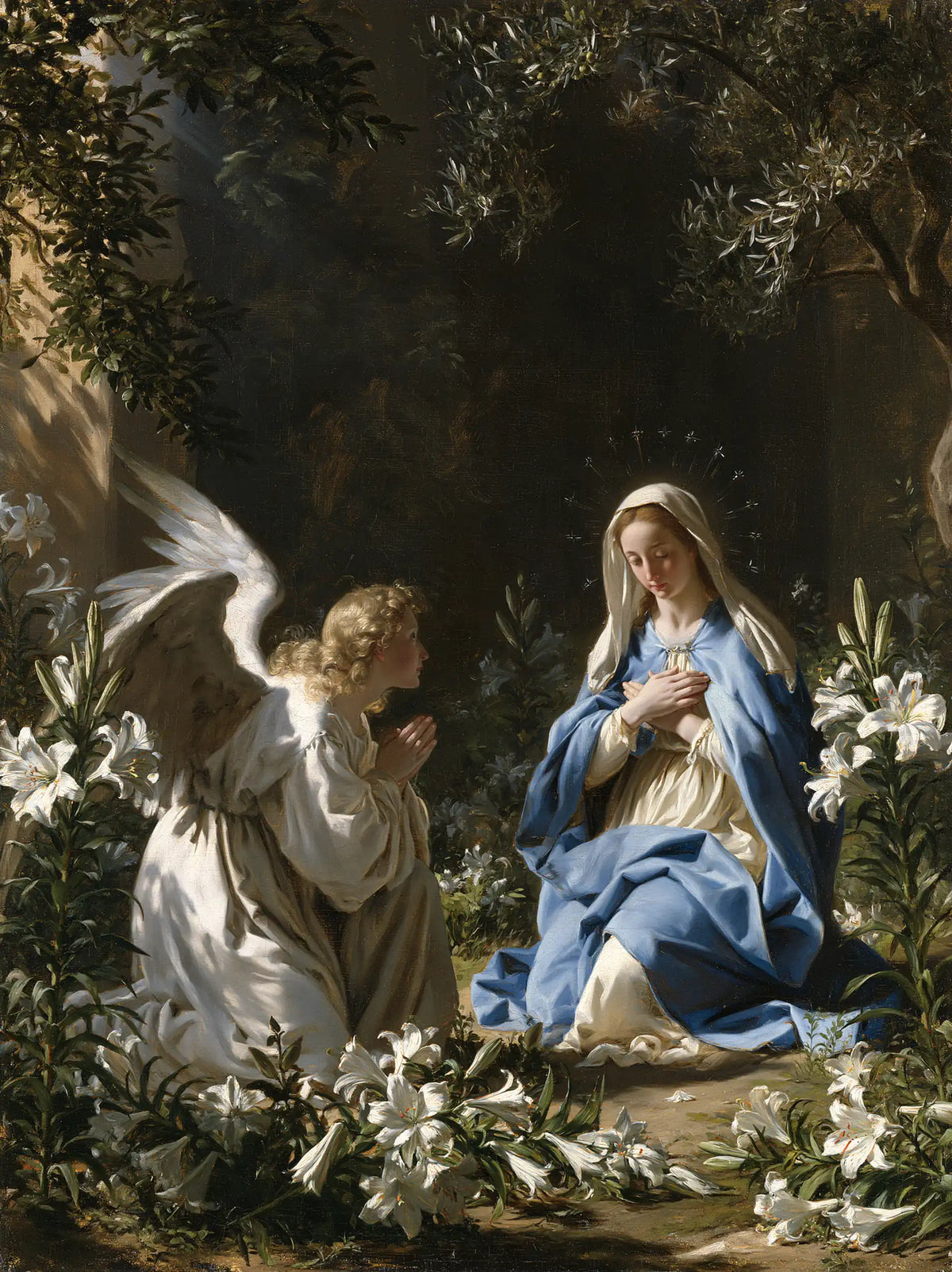 The Annunciation — Silence beneath the White Curve of the Wing