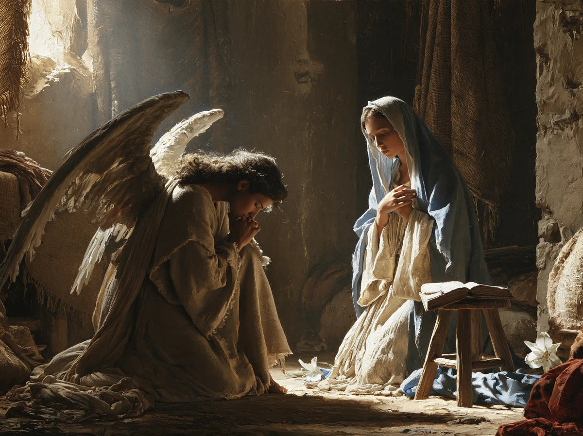 the Annunciation in the chamber at Nazareth in The Chamber in Nazareth style, landscape Christian artwork no. 1