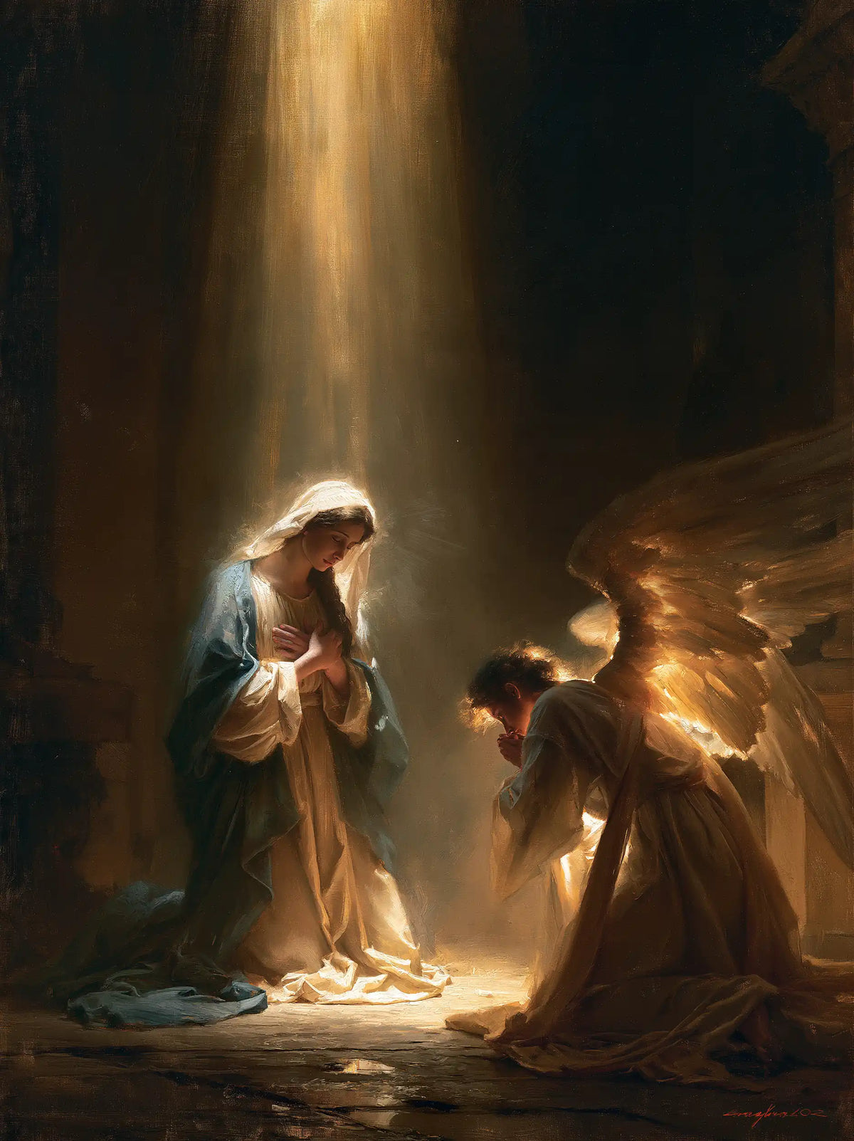 The Annunciation — The Veil in the Glow of Copper Feathers
