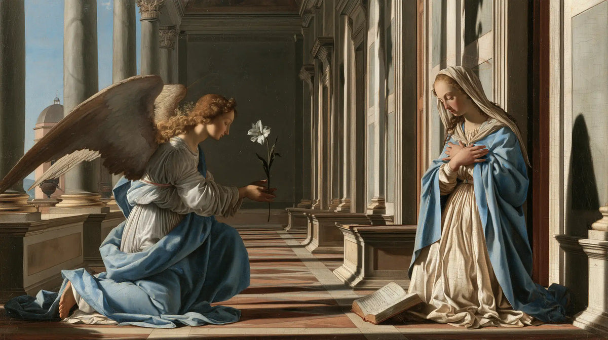 The Annunciation — The Greeting along the Receding Columns