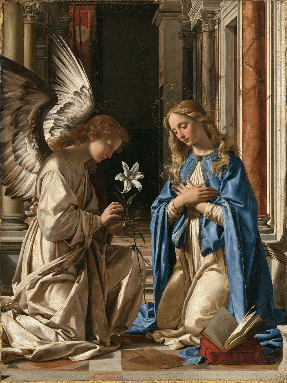 The Annunciation — The White Wing beside Rose-Colored Stone