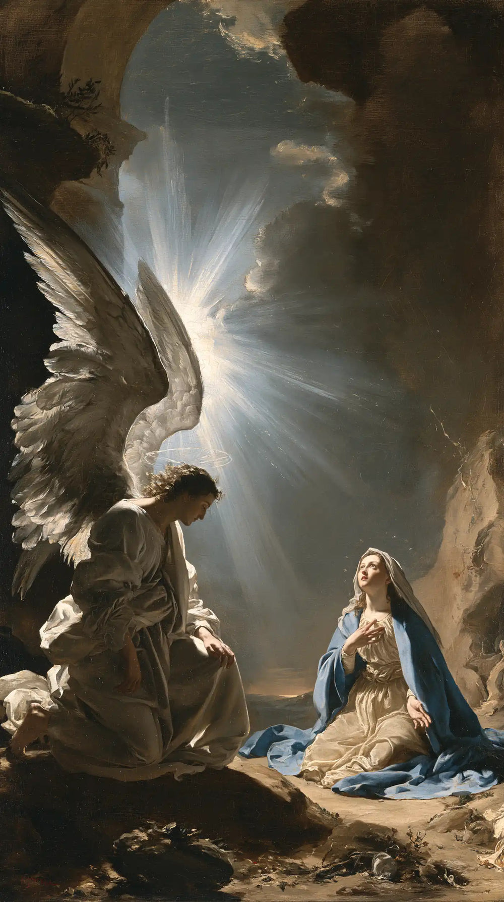 Gabriel in radiant light at the Annunciation in Gabriel in Radiant Light style, portrait Christian artwork no. 3