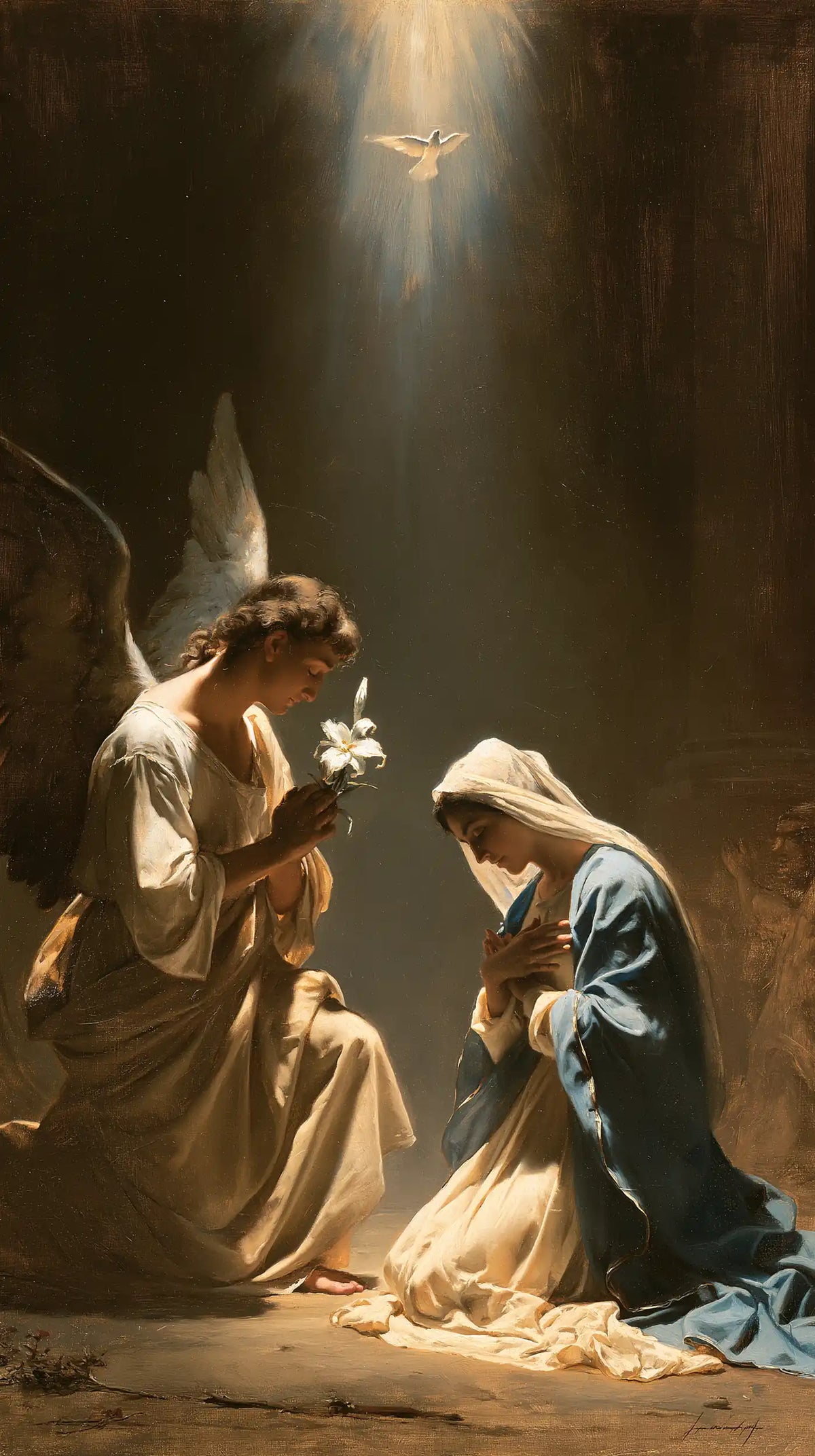 The Annunciation — Humility beneath the Golden Sky