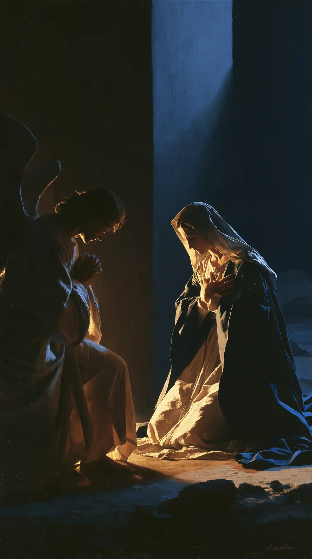 The Annunciation — The Blue Opening behind the Veil