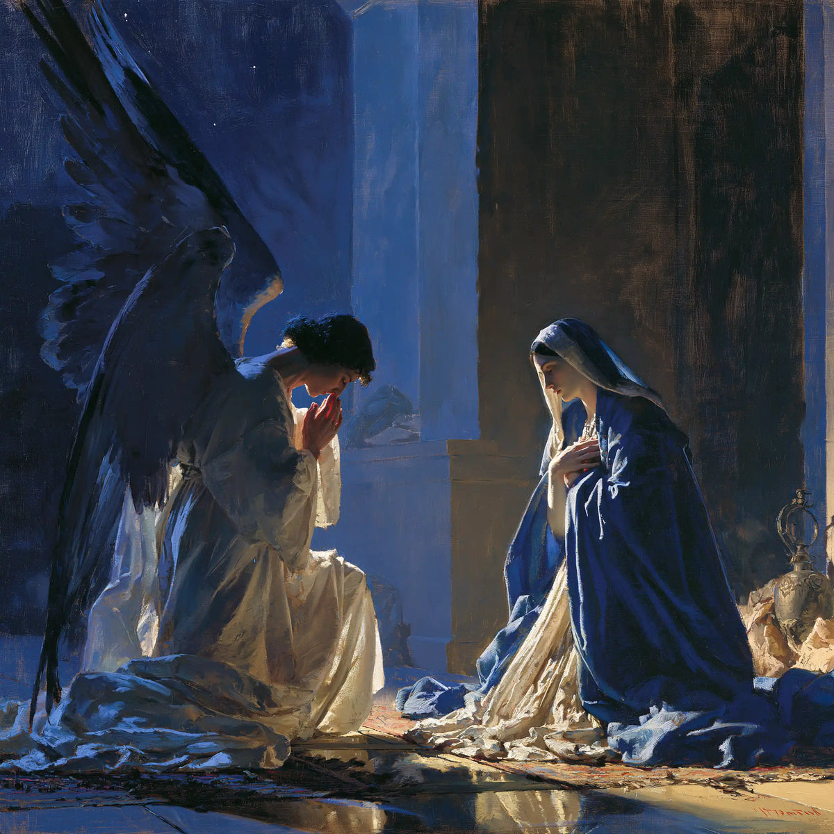 The Annunciation — The Silence of Indigo Draperies