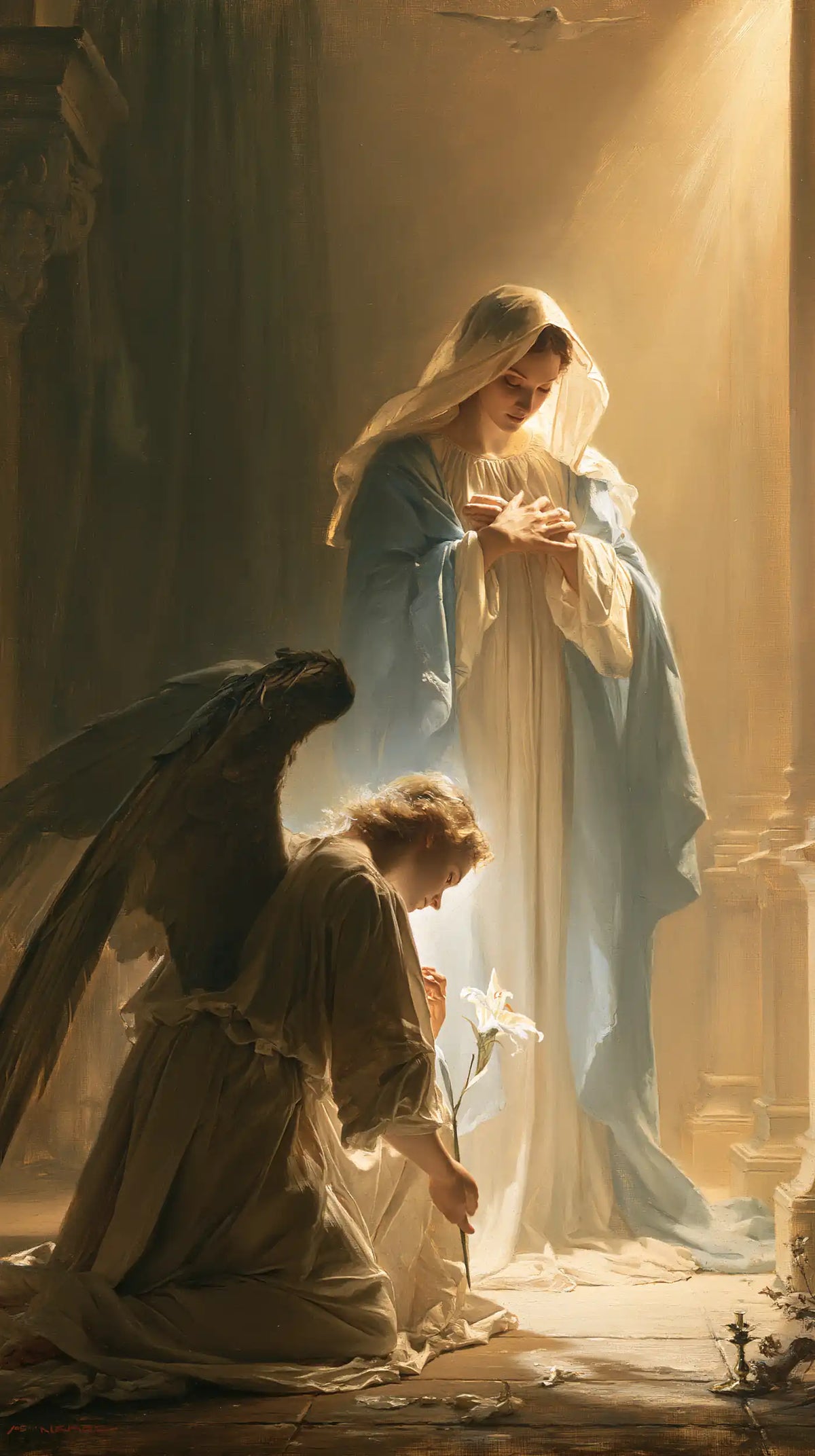 The Annunciation — Peace above the Bowed Wings