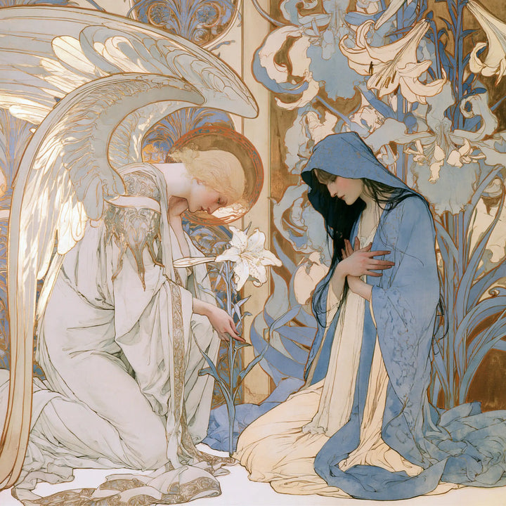 The Annunciation — The Annunciation in Soft Blue and Pale Gold