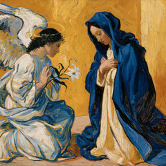 Annunciation in Sacred Silence – Post-Impressionist Art · Square