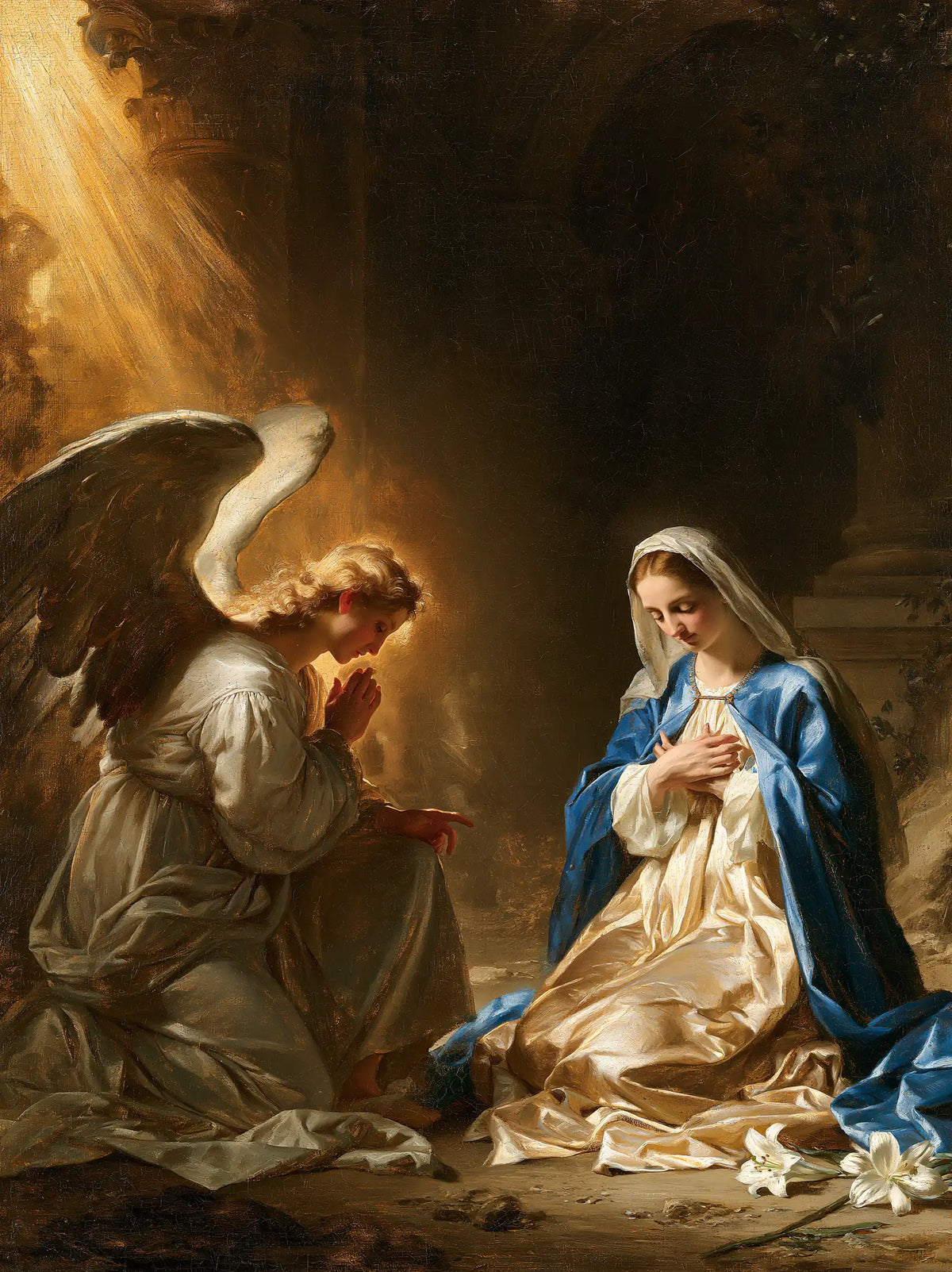 The Annunciation — The Quiet Palm in Golden Daylight