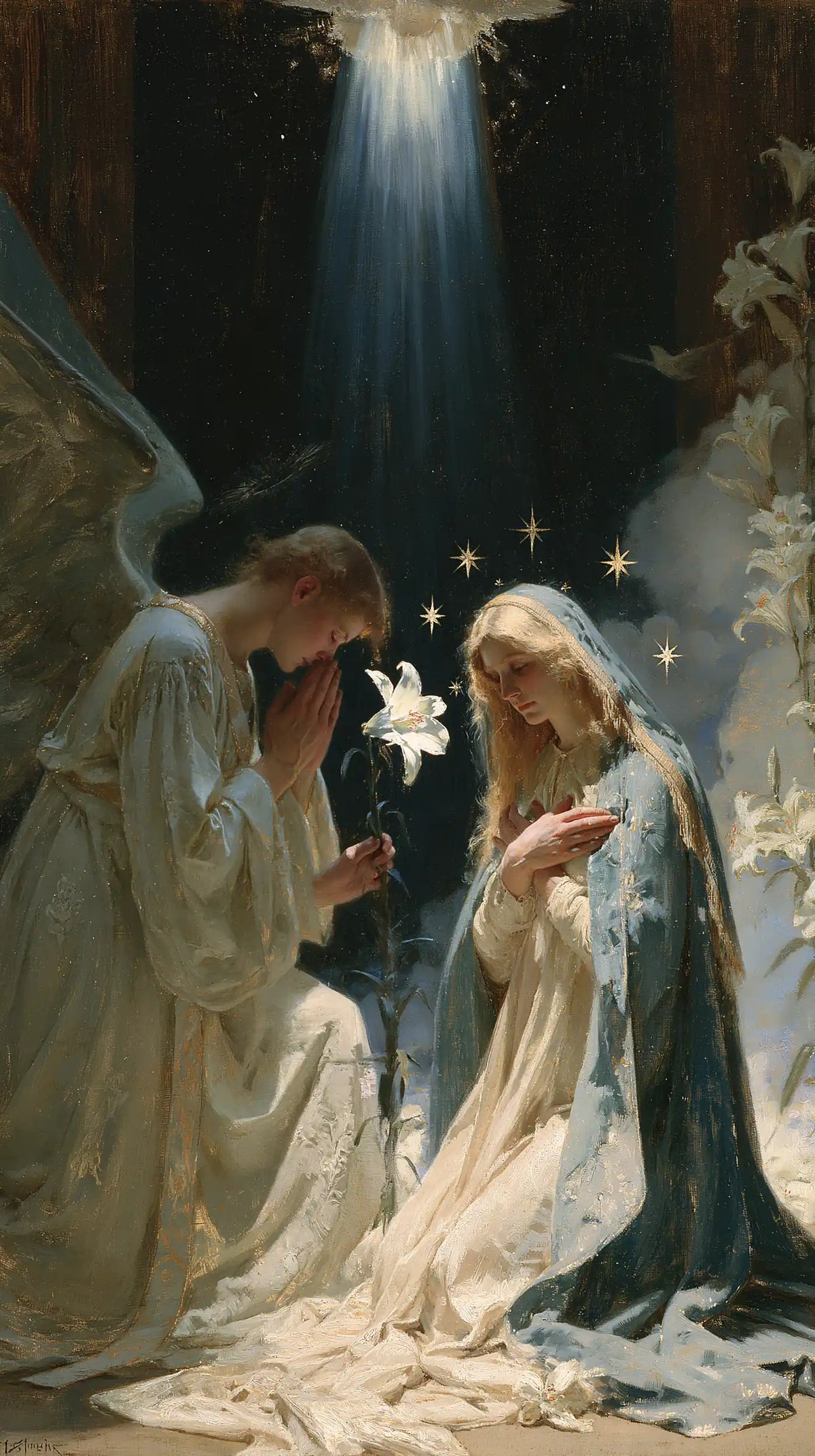 The Annunciation — Prayer in the Night of White Flowers