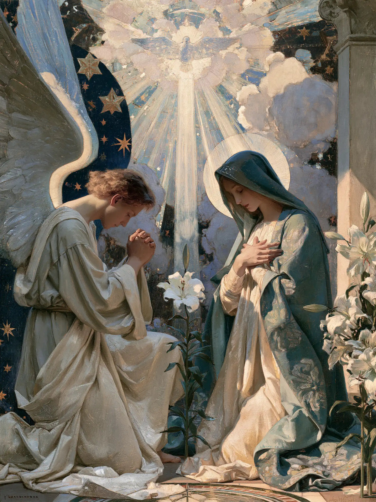 The Annunciation — Lilies beneath the Pearly Sky