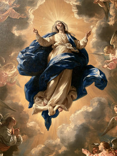 The Assumption of Mary — Ivory Amid Heavenly Folds