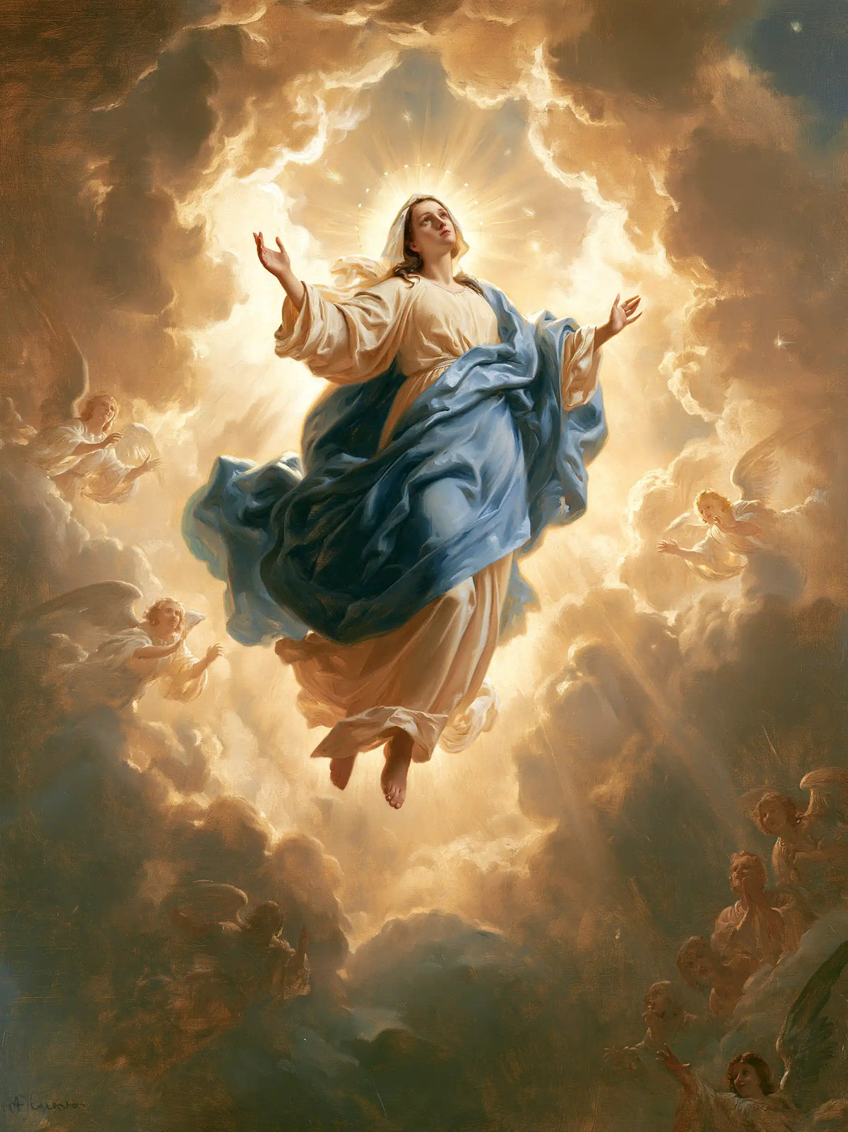 The Assumption of Mary — Stillness in the Oval of Fire