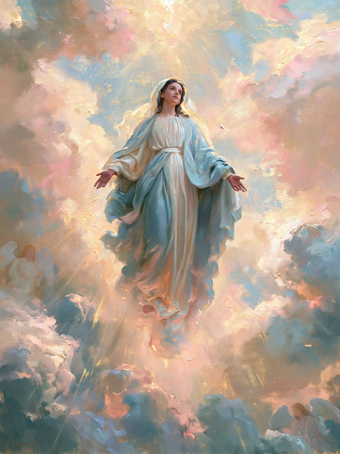 The Assumption of Mary — Ascent in a Sky of Blossoms