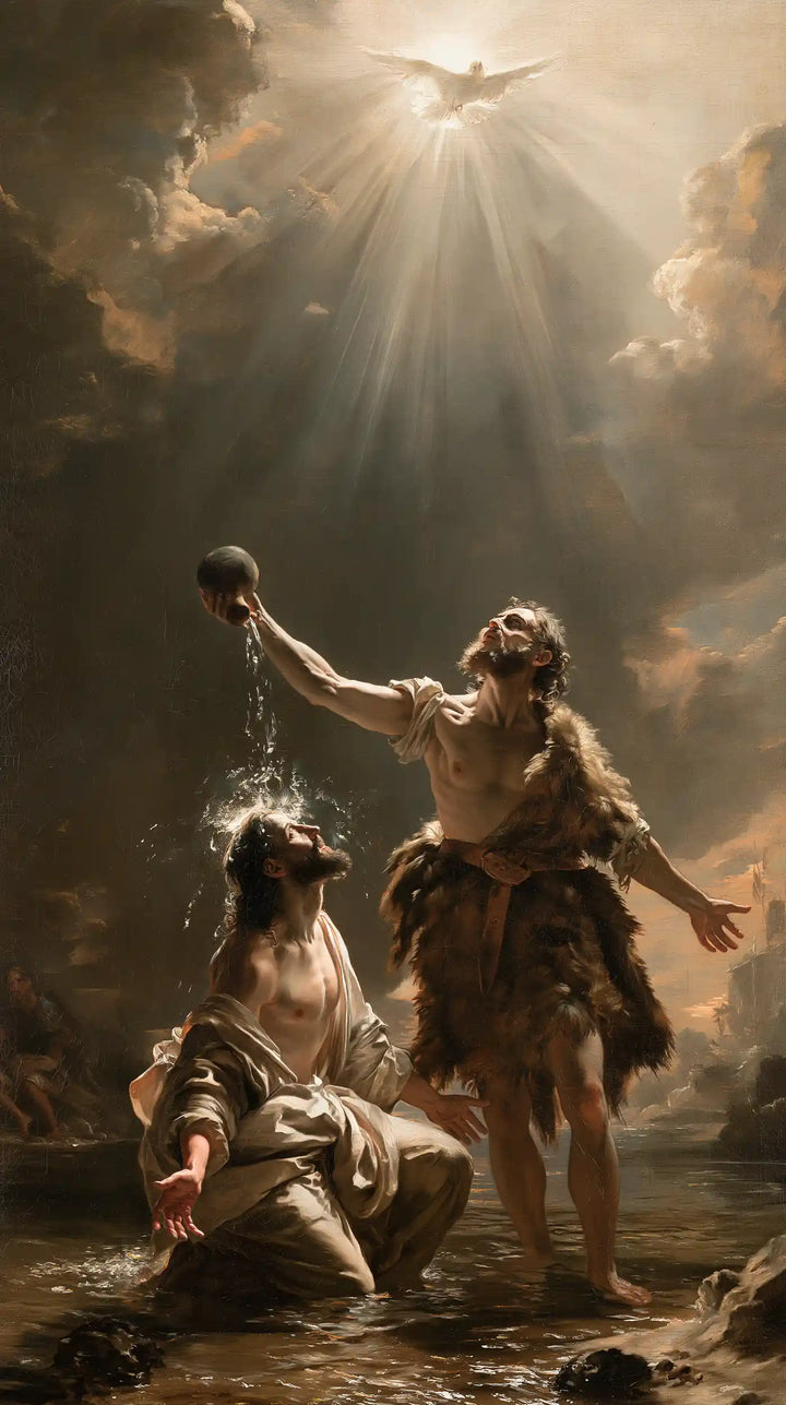 The Baptism of Jesus – Theatrical Baroque · Kneeling in the Jordan · Portrait no. 4
