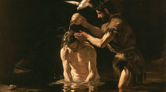 The Baptism of Jesus – Caravaggio Tenebrism · Kneeling in the Jordan · Landscape no. 3