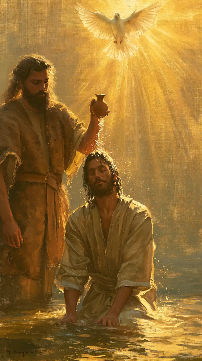 The Baptism of Jesus – Sacred Gold · Kneeling in the Jordan · Portrait no. 1