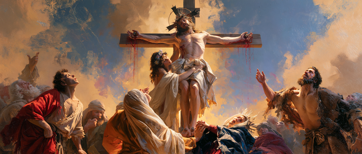 The Crucifixion — Outstretched Arms beneath the Blue Sky