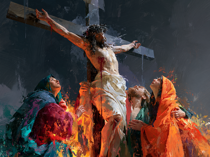 The Crucifixion — Orange and Linen beneath the Grey Sky
