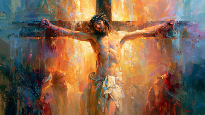 The Crucifixion — Open Arms in Pastel Gold