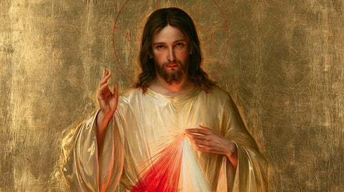 Divine Mercy Jesus in a contemporary Byzantine icon in Contemporary Byzantine style, landscape Christian artwork no. 8