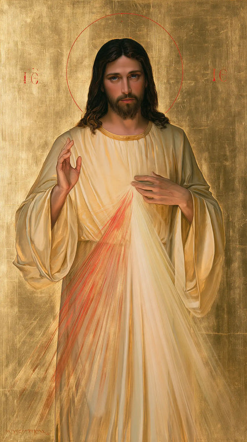 Divine Mercy Jesus in a contemporary Byzantine icon in Contemporary Byzantine style, portrait Christian artwork no. 1