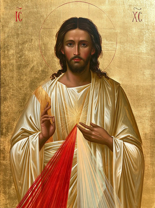 Divine Mercy Jesus in a contemporary Byzantine icon in Contemporary Byzantine style, portrait Christian artwork no. 12