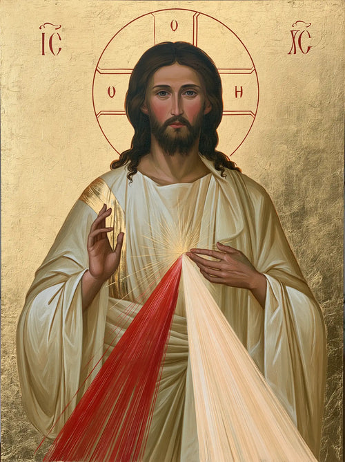 Divine Mercy Jesus in a contemporary Byzantine icon in Contemporary Byzantine style, portrait Christian artwork no. 13