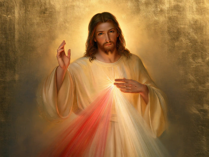 Divine Mercy Jesus — The Presence in Veiled Gold