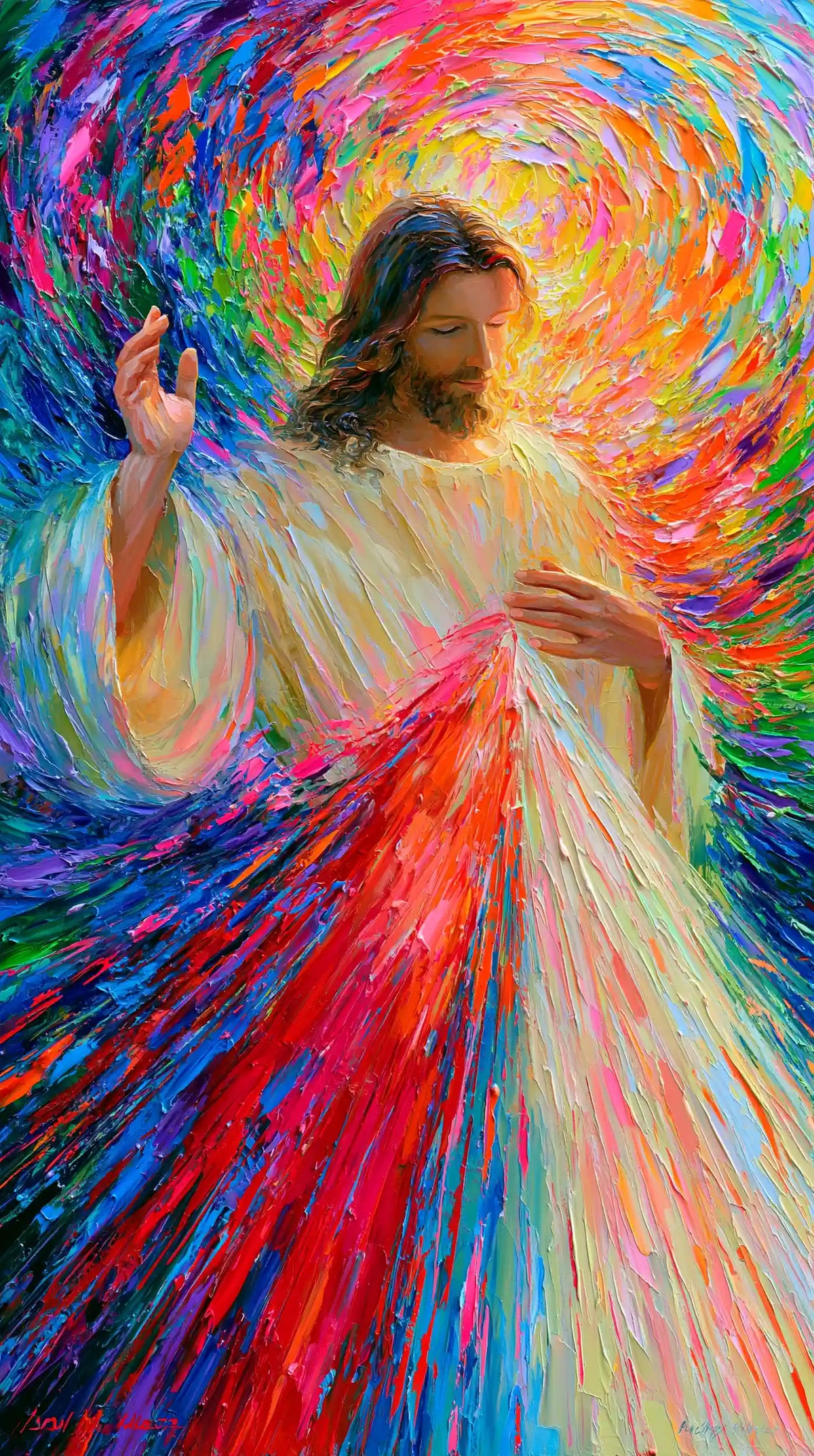 Divine Mercy Jesus – Ultra-Vibrant Expressionism · Portrait no. 2