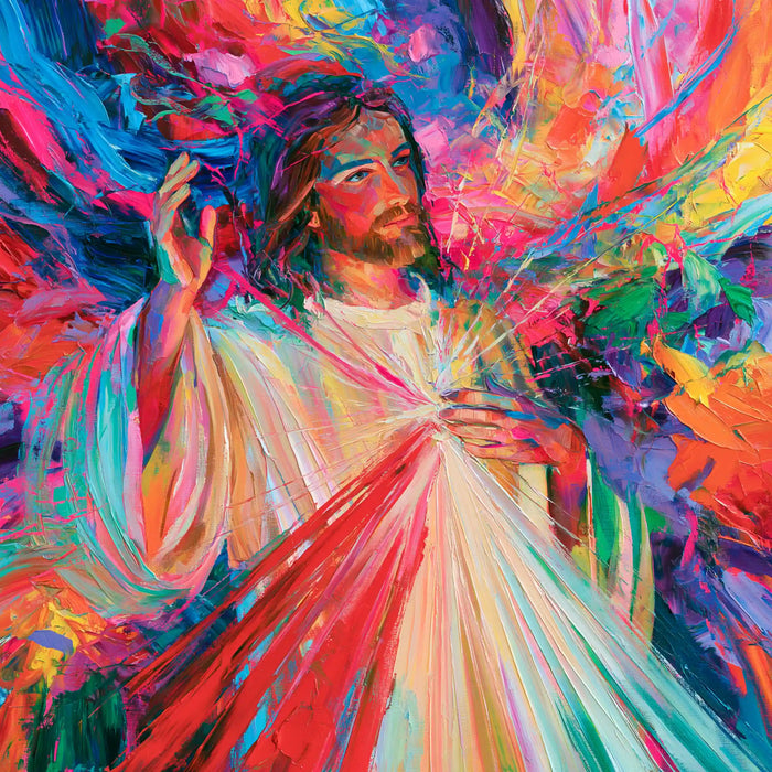 Divine Mercy Jesus – Ultra-Vibrant Expressionism · Square no. 1