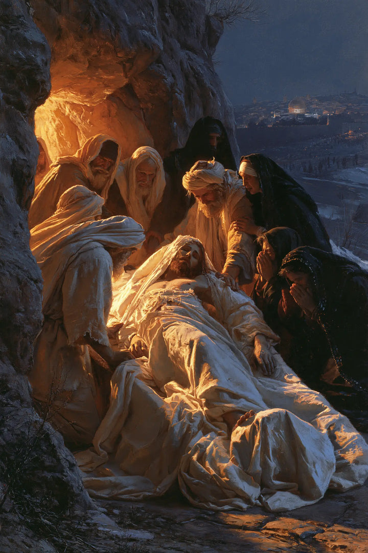 The Entombment of Jesus Christ — Gold Nestled Against Blue Rock