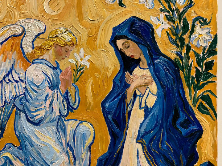 Gabriel and Mary among White Lilies – Post-Impressionist Art · Landscape