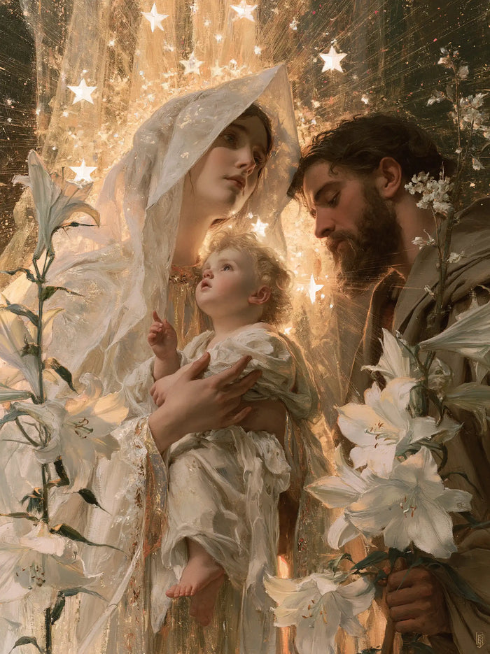 The Holy Family — Childhood Beneath Suspended Stars
