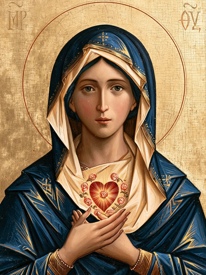 The Immaculate Heart of Mary — Crossed Palms Before the Little Heart