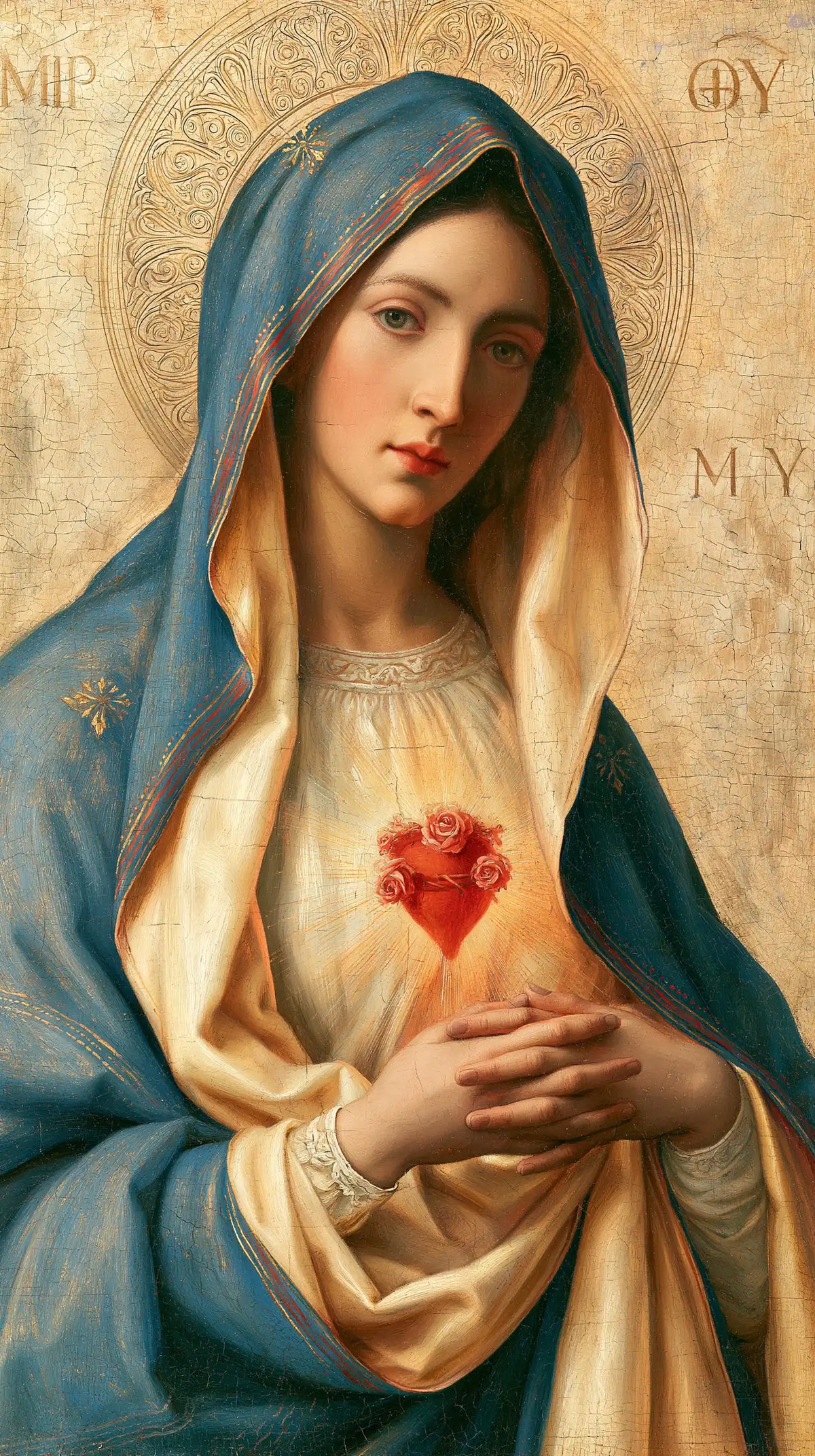 the Immaculate Heart of Mary in Florentine Renaissance style in Florentine Renaissance style, portrait Christian artwork no. 5
