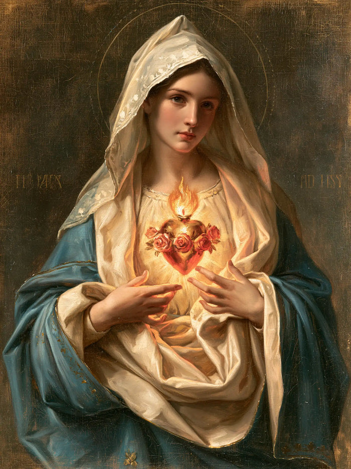 The Immaculate Heart of Mary — Ivory Cascading Beneath the Light
