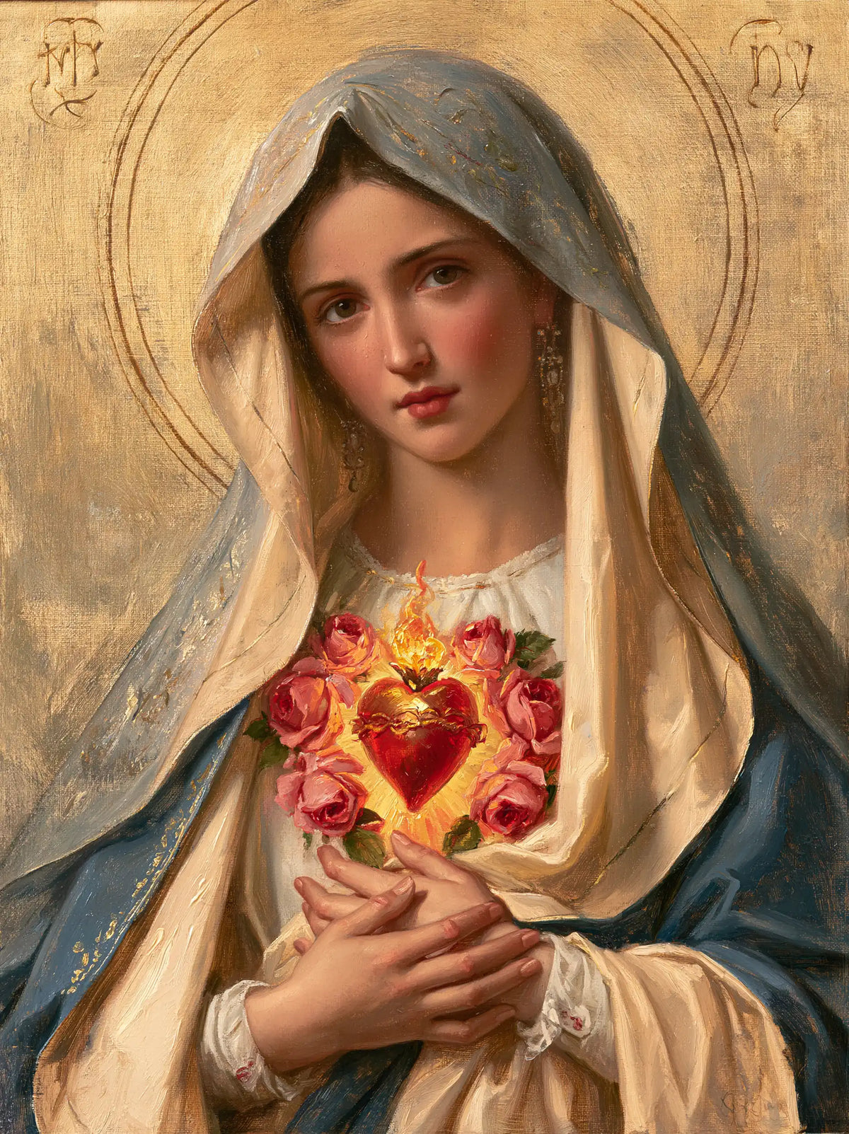 The Immaculate Heart of Mary — The Golden Heart Amid the Petals