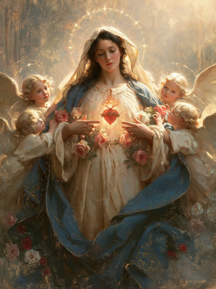The Immaculate Heart of Mary — The Pink Heart and the Angels at the Shoulders