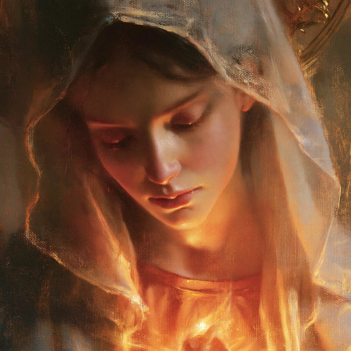 The Immaculate Heart of Mary — The Rising Glow Beneath Dark Locks