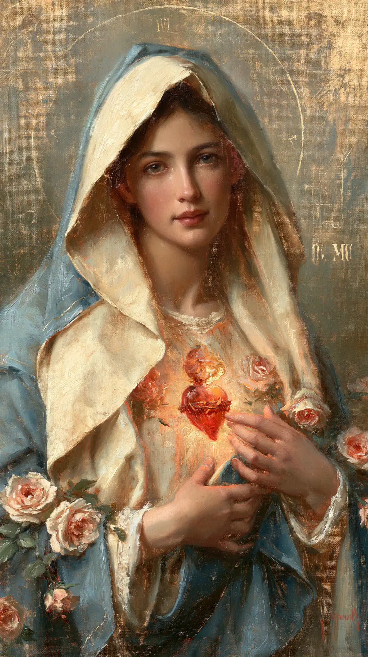 The Immaculate Heart of Mary — The Sheltered Heart Beneath the Pale Veil