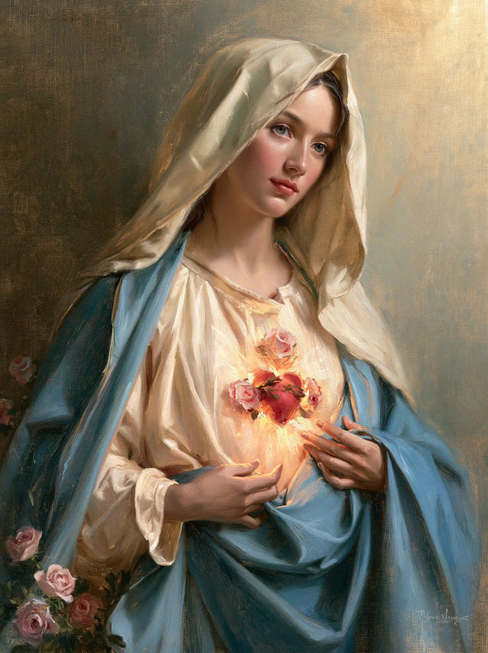 The Immaculate Heart of Mary — The Pink Heart Above the Folded Mantle