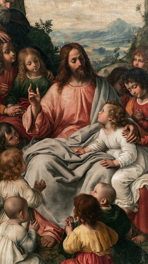 Jesus with children in Florentine Renaissance style in Florentine Renaissance style, portrait Christian artwork no. 5
