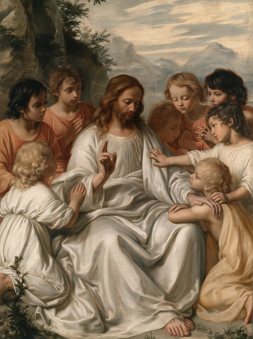Jesus with children in Florentine Renaissance style in Florentine Renaissance style, portrait Christian artwork no. 9