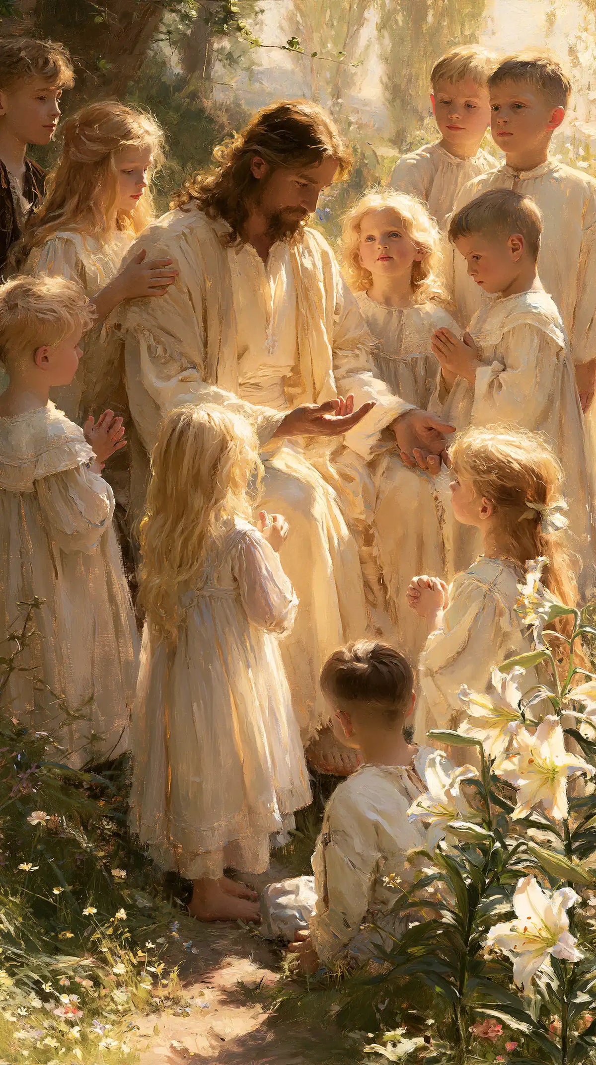 Jesus and the Children — Little Faces among the Lilies