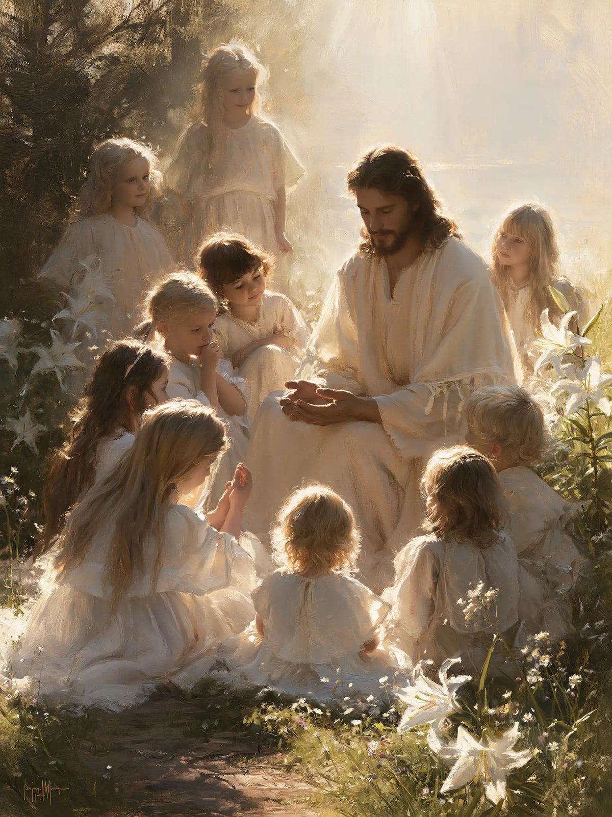 Jesus and the Children — The Circle at Rest among Lilies